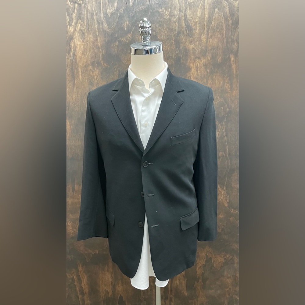 CALVIN KLEIN Made in Italy Vintage Soft 3-Button Wool Crepe Jacket in Black 40 R